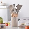 Silicone Kitchen Utensil Set — Wooden Handle Cooking Tools