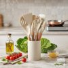 Silicone Kitchen Utensil Set — Wooden Handle Cooking Tools
