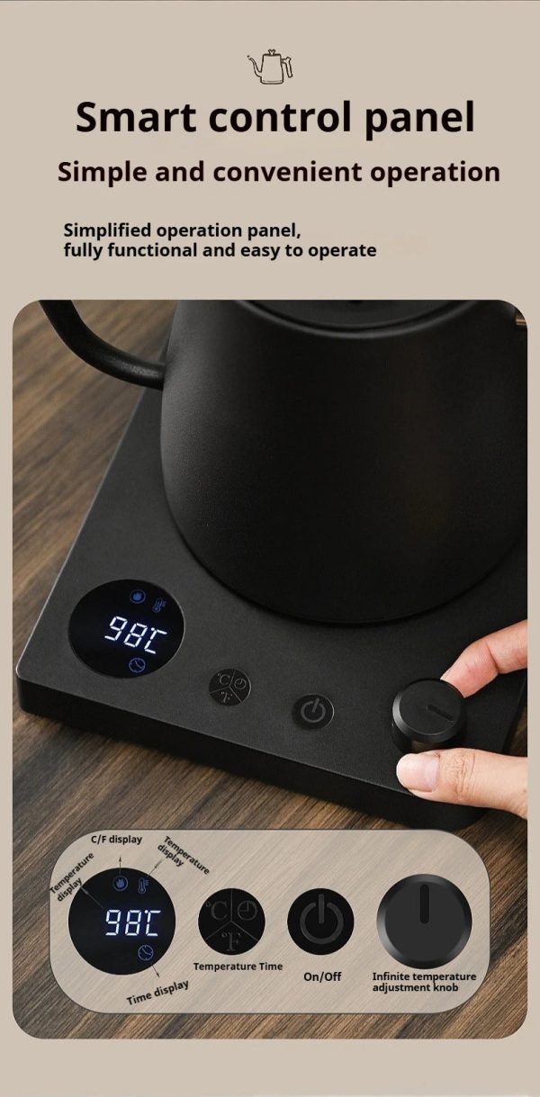 S0e4a69b13f0b4d8a97b512df8a108712v.jpg Electric Gooseneck Kettle — Smart Temperature Control 1L Stainless