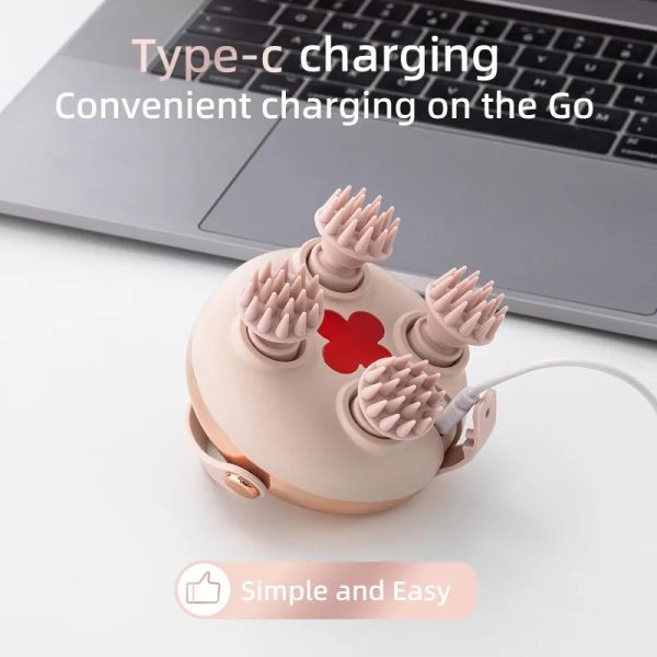 Electric Scalp Massager — Waterproof Rechargeable 4-Head