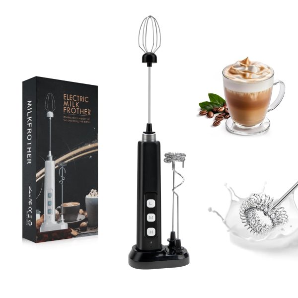 S19103527115f4a63a59cf8d4110c5b3aK.jpg Electric Milk Frother — Rechargeable 3-Speed Handheld Foam Maker