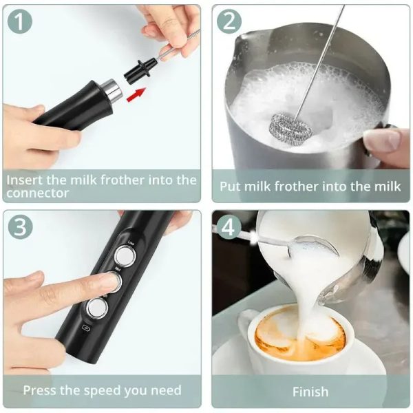 S220da22551dc4bc8ac2cf4f5df7a2b8cf.jpg Electric Milk Frother — Rechargeable 3-Speed Handheld Foam Maker