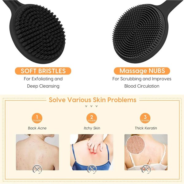 Silicone Back Scrubber — Long Handle Shower Body Brush