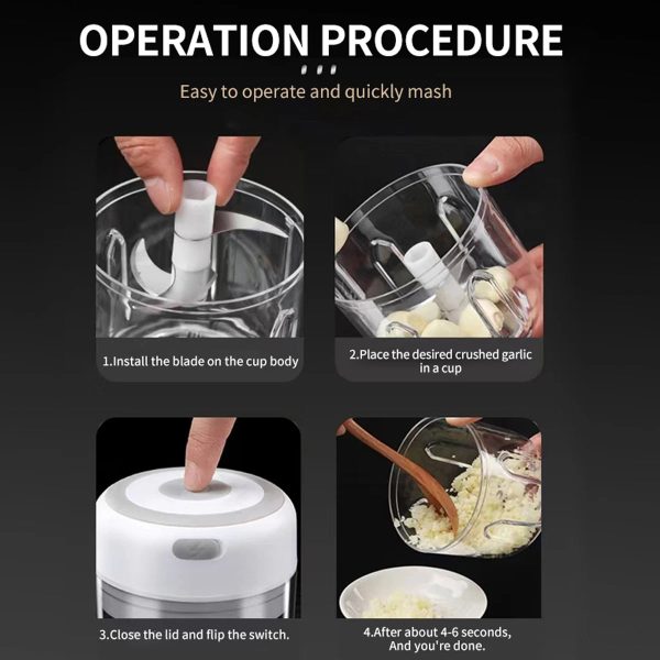 S3d183a7c67b040fe8f7f57d9961e04ees.jpg Electric Mini Garlic Chopper — USB Rechargeable Food Processor