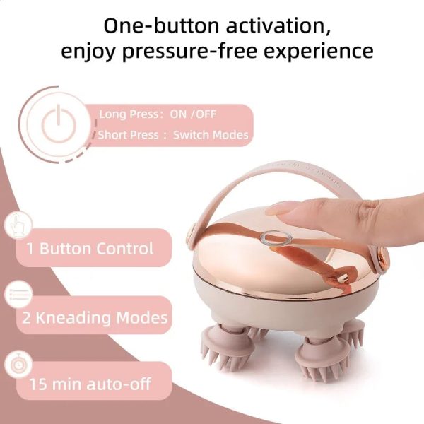Electric Scalp Massager — Waterproof Rechargeable 4-Head