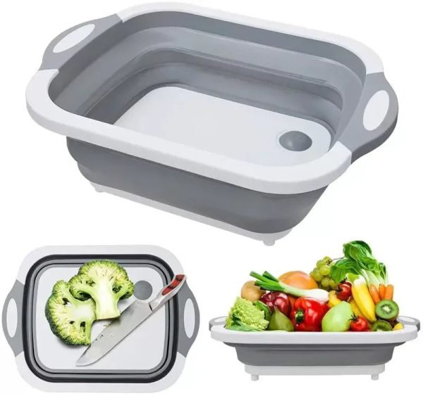 Foldable Cutting Board — 3-in-1 with Drain Basket