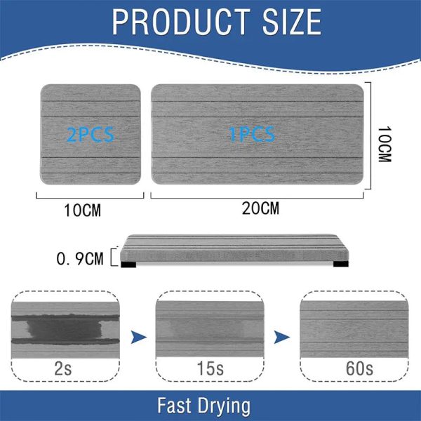 Water Absorbing Stone Tray — Diatomite 3-Pack Fast Drying