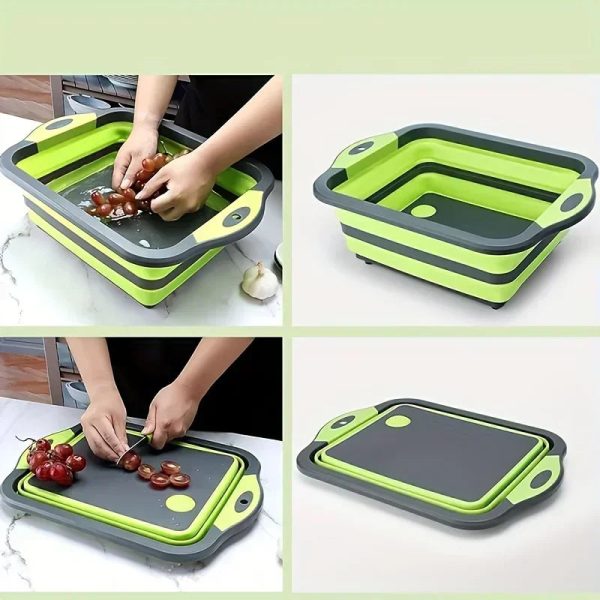 Foldable Cutting Board — 3-in-1 with Drain Basket