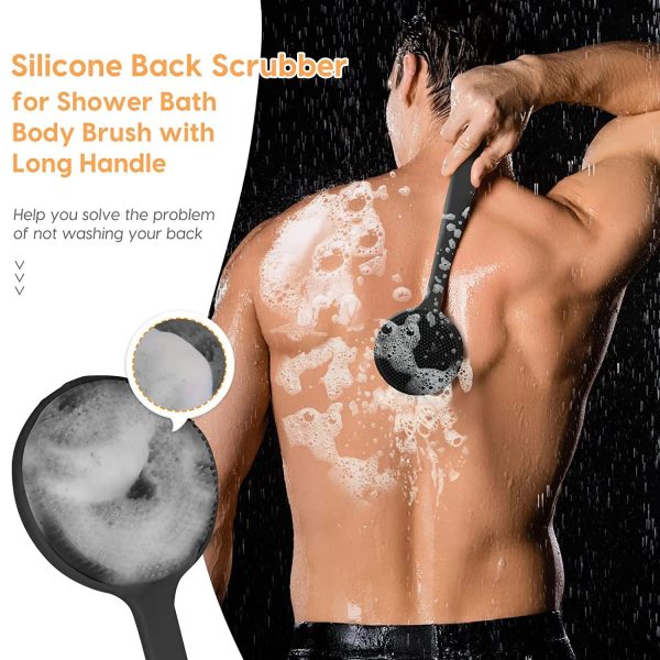 Silicone Back Scrubber — Long Handle Shower Body Brush