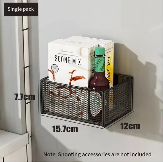 Magnetic Fridge Organizer Rack — Spice Shelf with Hooks