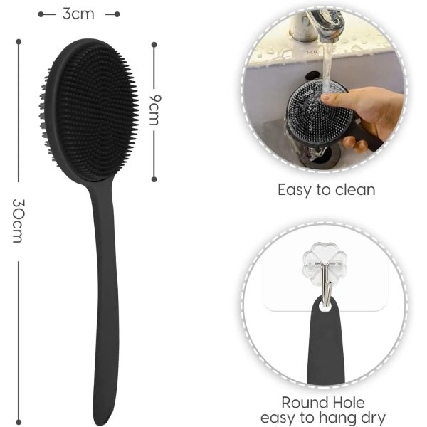 Silicone Back Scrubber — Long Handle Shower Body Brush