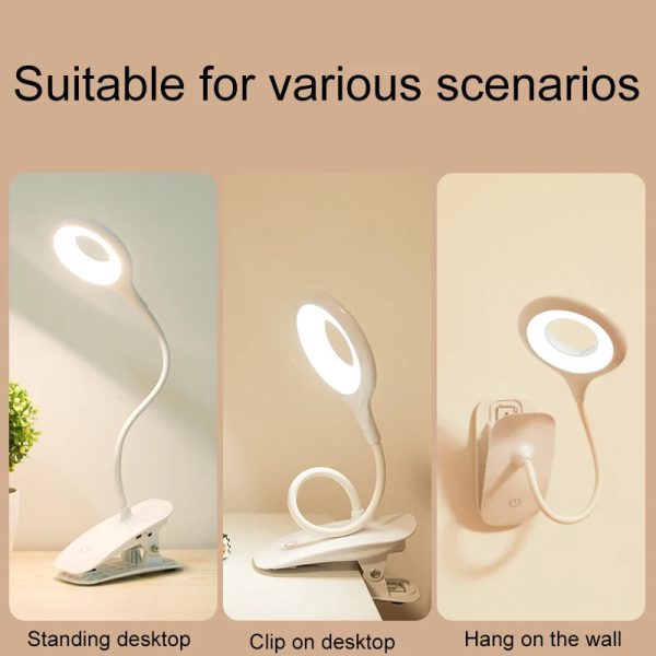 LED Desk Lamp — Clip-On USB Rechargeable Touch Dimming