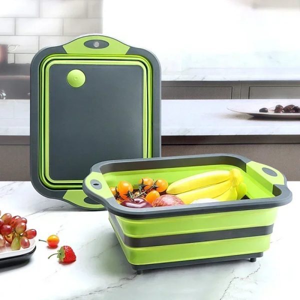 Foldable Cutting Board — 3-in-1 with Drain Basket