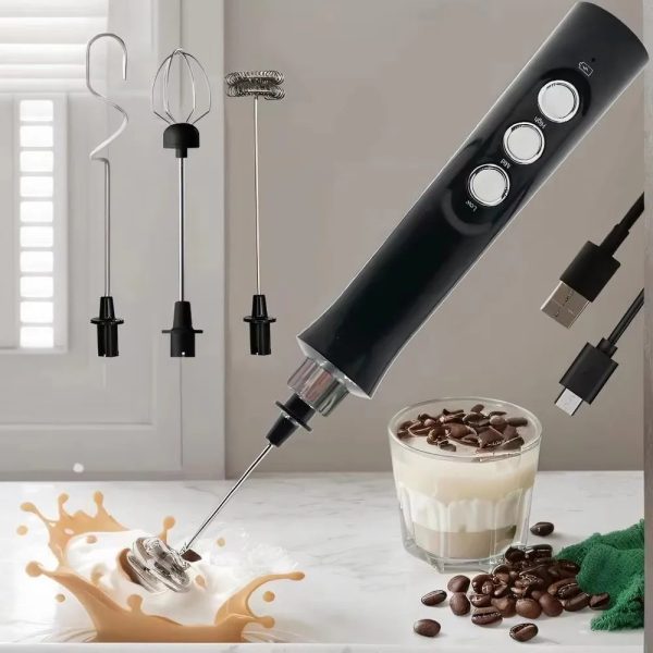 Sef7b050882b644e48e8dac6eb5287dc4l.jpg Electric Milk Frother — Rechargeable 3-Speed Handheld Foam Maker