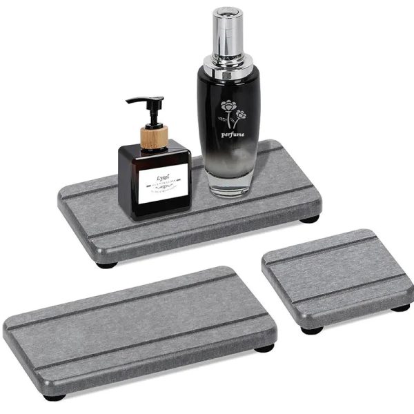 Water Absorbing Stone Tray — Diatomite 3-Pack Fast Drying