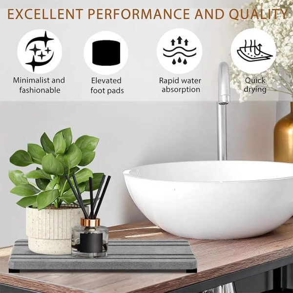 Water Absorbing Stone Tray — Diatomite 3-Pack Fast Drying