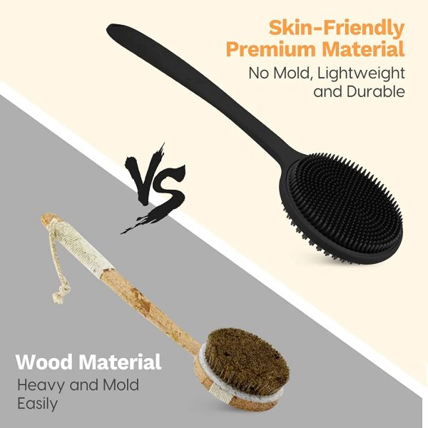 Silicone Back Scrubber — Long Handle Shower Body Brush
